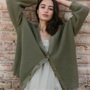 Jenni Kayne Cotton Cocoon Cardigan, Sage small